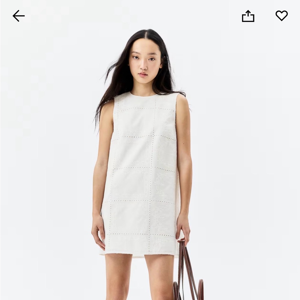 H&M White Sleeveless Eyelet Mini Dress